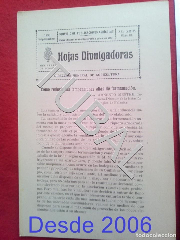 Old books: TUBAL 1930 TEMPERATURAS FERMENTACION HOJAS DIVULGADORAS AGRICULTURA SEPTIEMBRE 18 ENV&Iacute;O 1 &euro; 2020 U14