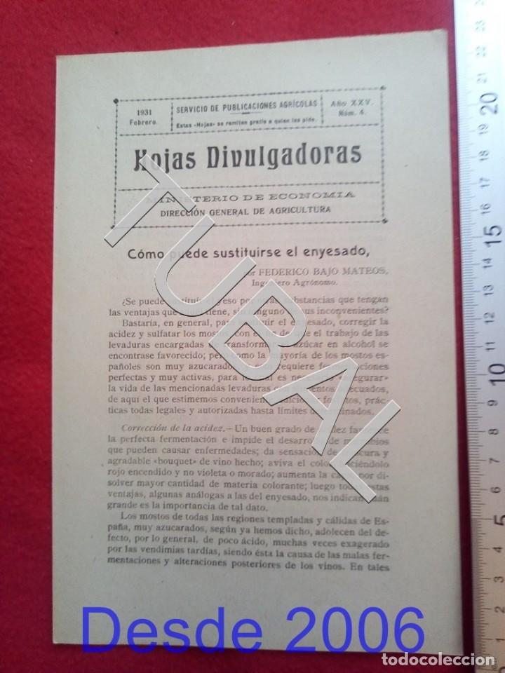 Old books: TUBAL 1931 SUSTITUIRSE EL ENYESADO HOJAS DIVULGADORAS AGRICULTURA FEBRERO 4 ENV&Iacute;O 1 &euro; 2020 U14