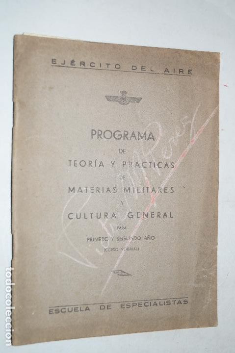 Libros antiguos: PROGRAMA DE TEORIA Y PRACTICAS MATERIAS MILITARES. - Foto 1