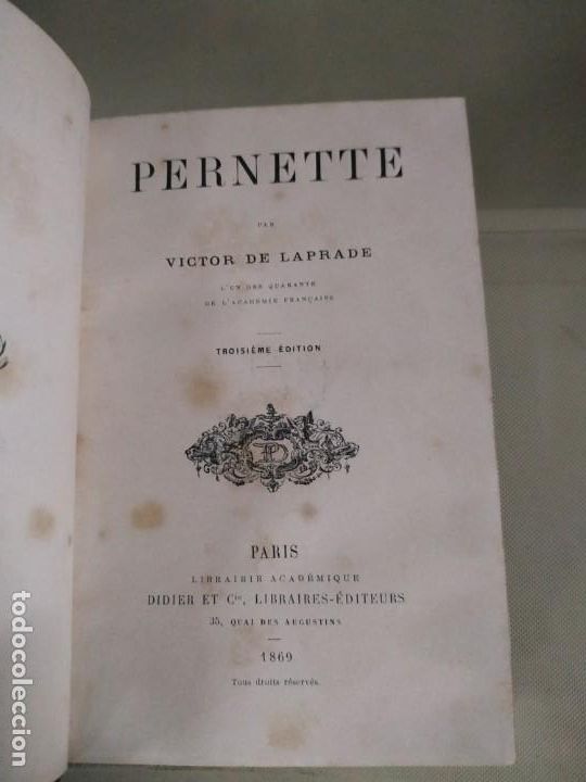 Libros antiguos: Pernette - Victor de Laprade. 1869. En franc&eacute;s - Foto 4