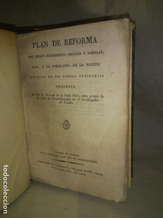 Libros antiguos: PLAN DE REFORMA DEL ESTADO ECLESIASTICO - A&Ntilde;O 1820 - TRIENIO LIBERAL. - Foto 2