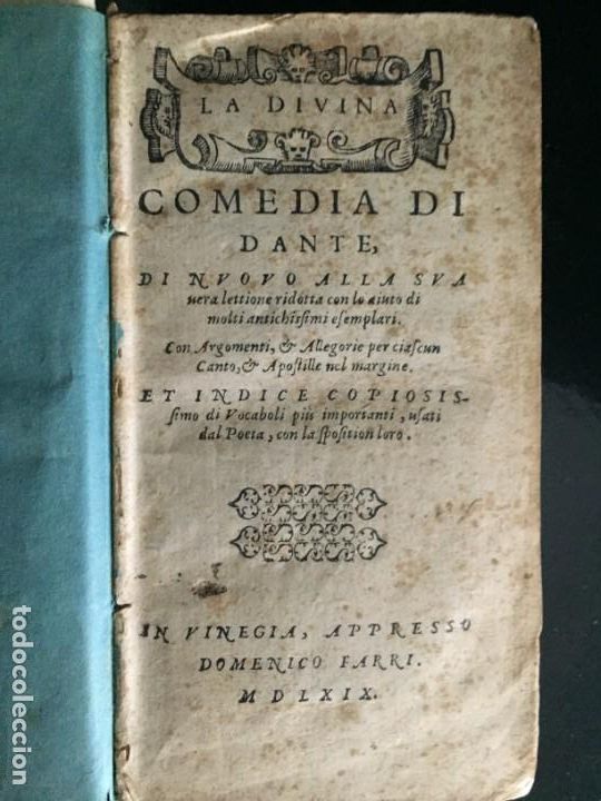 Libros antiguos: Dante -La divina comedia -1569 - Foto 1