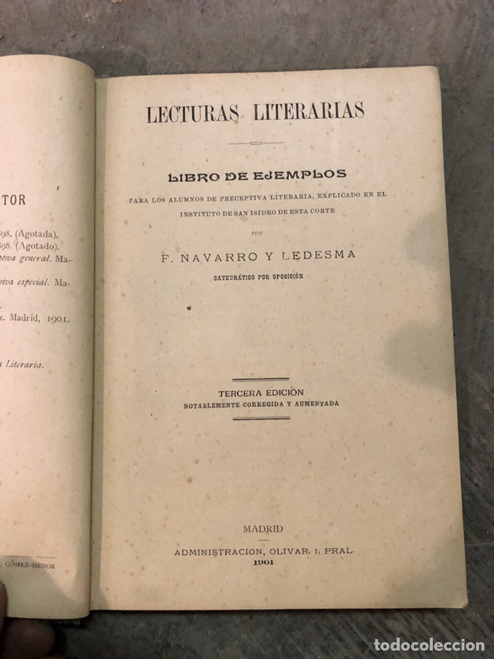 Libros antiguos: Lecturas literarias - libro de ejemplos - A&ntilde;o 1901 - Foto 1