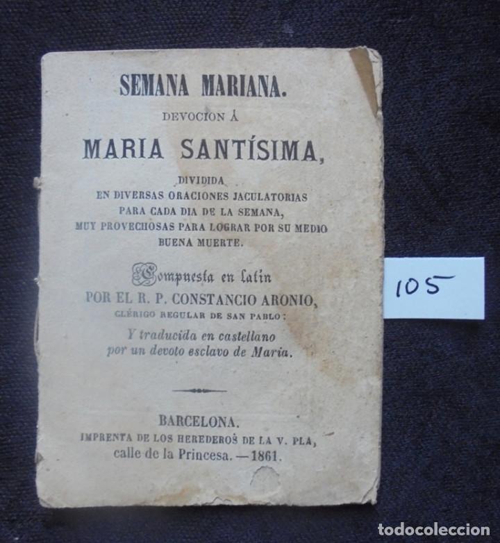 Libros antiguos: Librito Semana Mariana 1861 - Foto 1