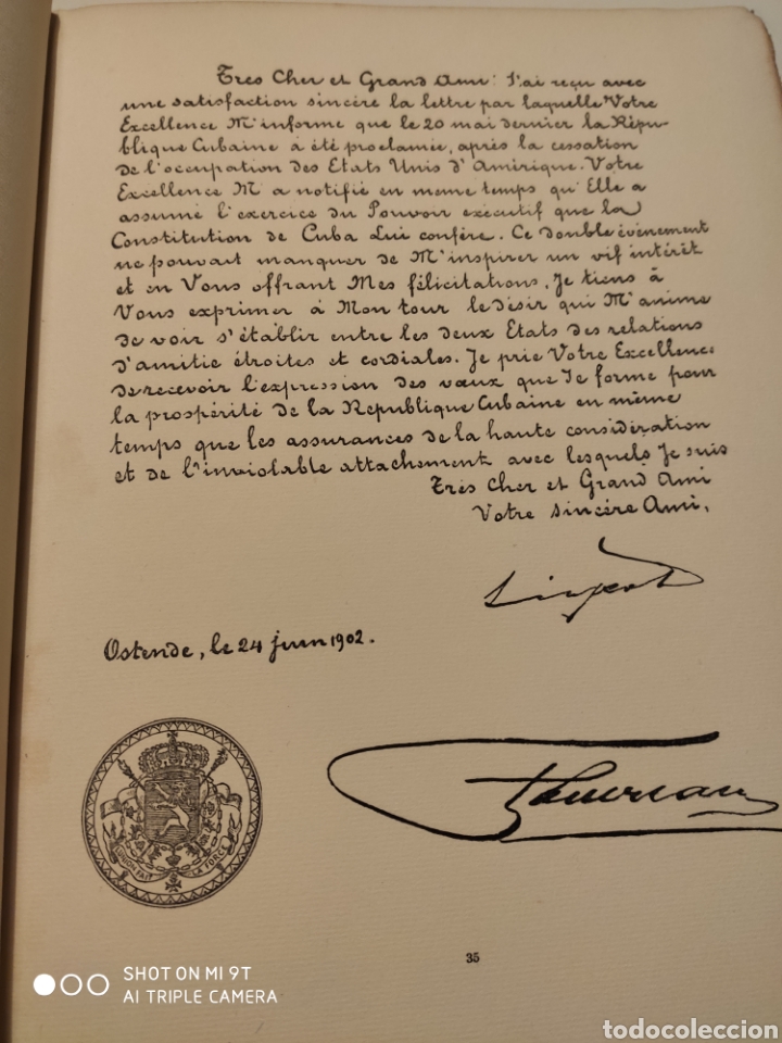 Libros antiguos: Documentos Internacionales Reconocimiento de la Rep&uacute;blica de Cuba 1904 - Foto 9