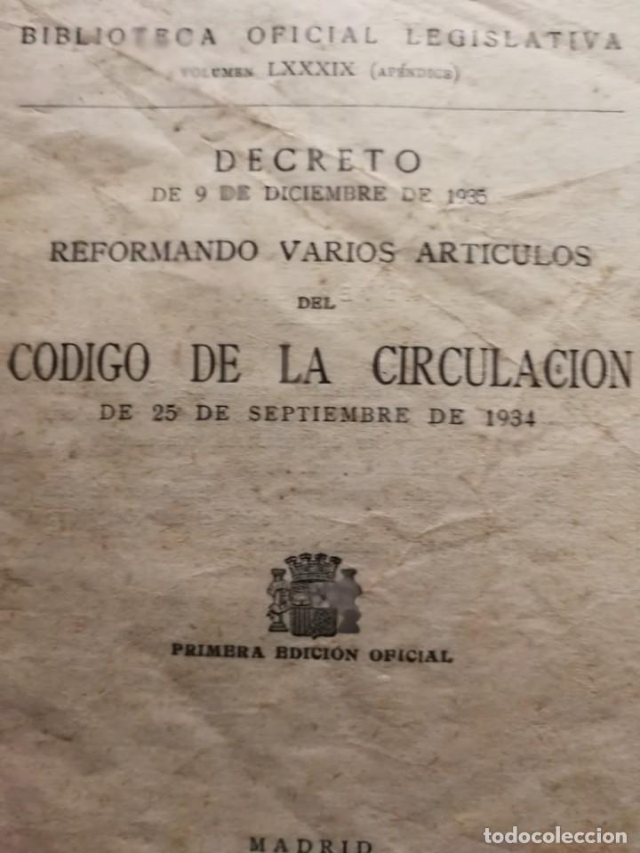 Libros antiguos: RECTIFICACION DE 1936 DEL C&Oacute;DIGO DE CIRCULACI&Oacute;N DE 1934 - Foto 1