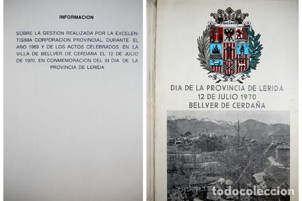 Livros antigos: L&Eacute;RIDA.  XI D&iacute;a de la Provincia de L&eacute;rida, Villa de Bellver de Cerda&ntilde;a el 12-Julio-1970... 1970.