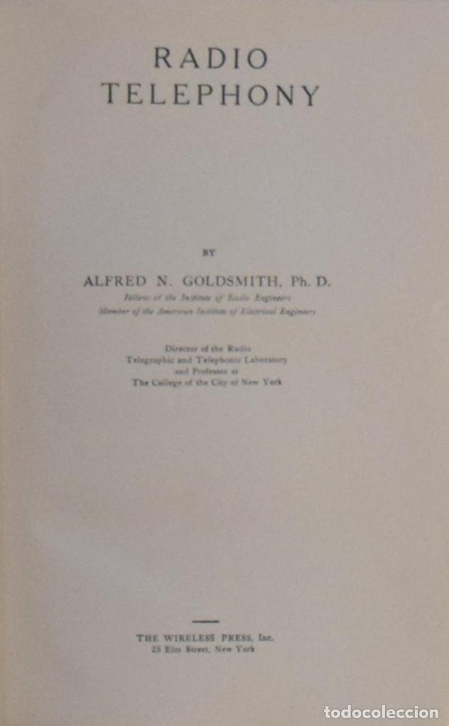 Libros antiguos: RADIO TELEPHONY - Alfred N. GOLDSMITH - Foto 1