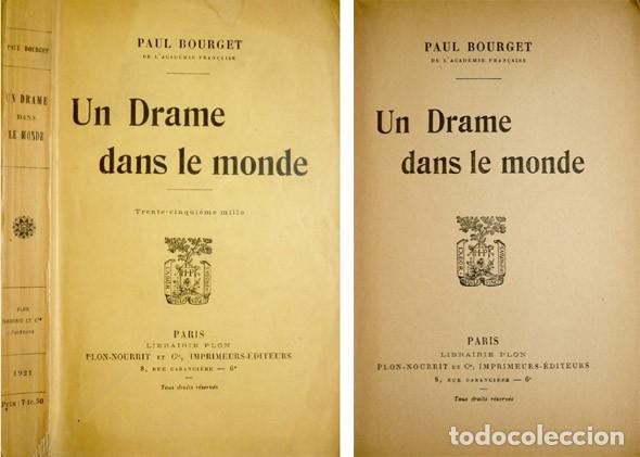 Libros antiguos: BOURGET, Paul.  Un Drame dans le monde. 1921. - Foto 1