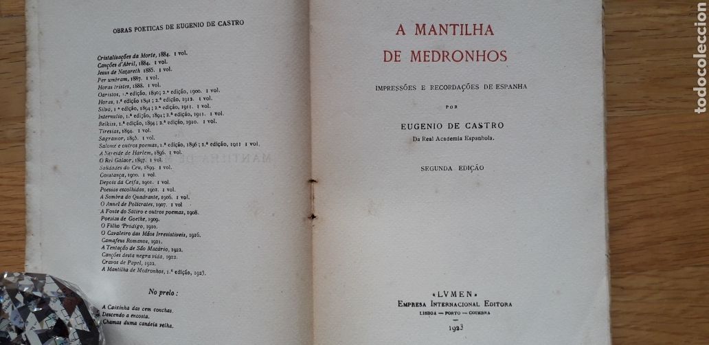 Libros antiguos: A MANTILHA DE MEDRONHOS, EUGENIO CASTRO, - Foto 3