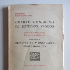 Libros antiguos: CUARTO CONGRESO DE ESTUDIOS VASCOS 1926 CELEBRADO VITORIA EUSKO IKASKUNTZA SOCIEDAD ESTUDIOS VASCOS