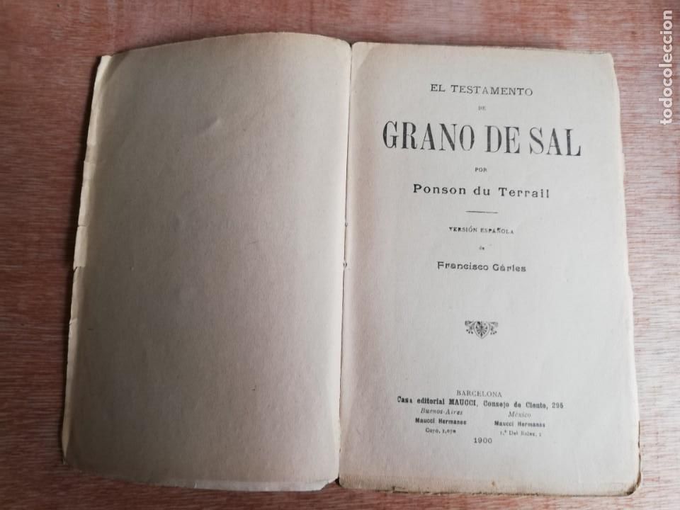 Libros antiguos: El testamento de Grano de sal. Ponson Du Terrail. 1900 - Foto 2