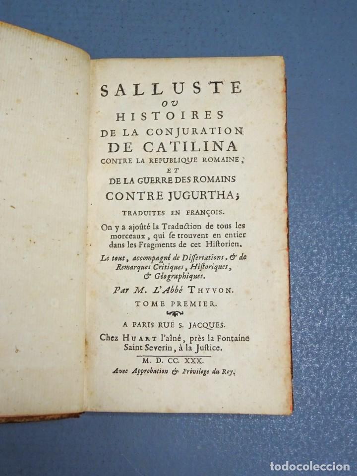 Livres anciens: SALLUSTE OU HISTOIRES DE LA CONJURATION DE CATILINA CONTRE LA REPUBLIQUE ROMAINE-L&acute;ABB&Eacute; THYVON-1730
