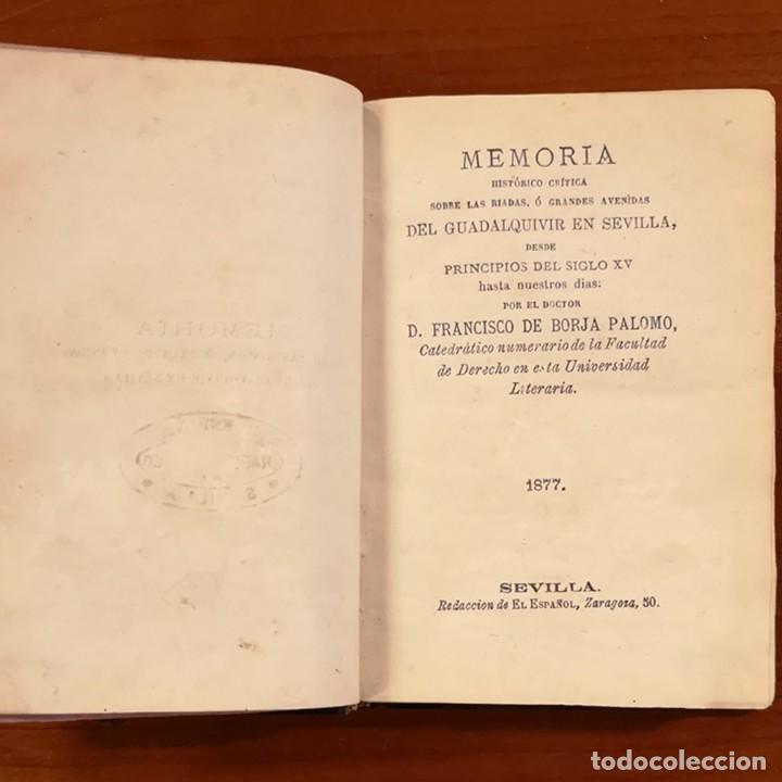 Libros antiguos: Memoria Riadas Guadalquivir - Foto 1