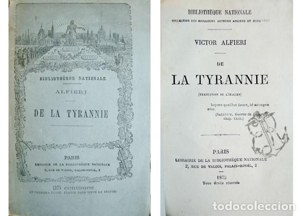 Libros antiguos: ALFIERI, Vittorio.  De la Tyrannie.  1875. - Foto 1