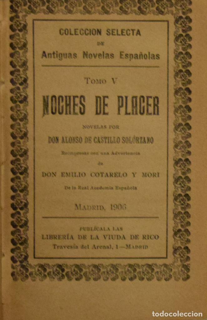 Libros antiguos: NOCHES DE PLACER - Alonso de CASTILLO SOR&Oacute;LZANO - Foto 1