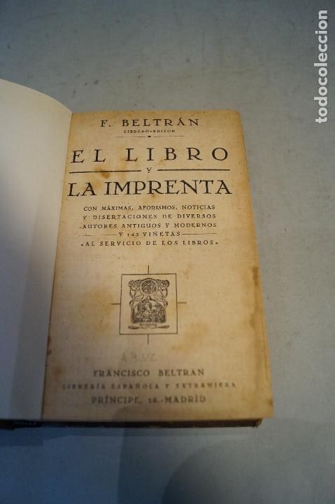 Libros antiguos: EL LIBRO Y LA IMPRENTA, F. BERLTR&Aacute;N. 1931 - Foto 2