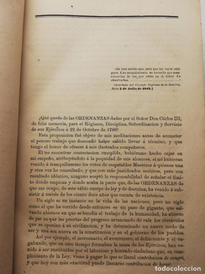 Libros antiguos: 1880 - ORDENANZAS DEL EJ&Eacute;RCITO/MU&Ntilde;IZ - Foto 5