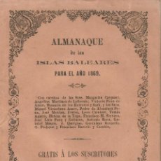 Libros antiguos: ALMANAQUE DE LAS ISLAS BALEARES PARA EL AÑO 1869