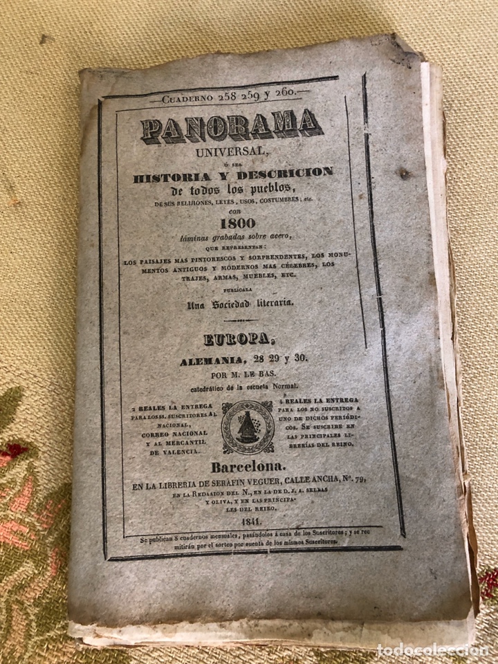 Libros antiguos: Cuaderno 258,259 y 260 Panorama Universal 1841 - Foto 1