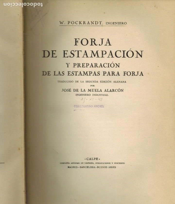 Libros antiguos: FORJA DE ESTAMPACI&Oacute;N Y PREPARACI&Oacute;N DE LAS ESTAMPAS PARA FORJA - Foto 1