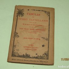 Libros antiguos: ANTIGUO LIBRO DE ESCUELA FÁBULAS EN VERSO CASTELLANO POR FÉLIX Mª SAMANIEGO Y EDITORIAL CALLEJA 1890