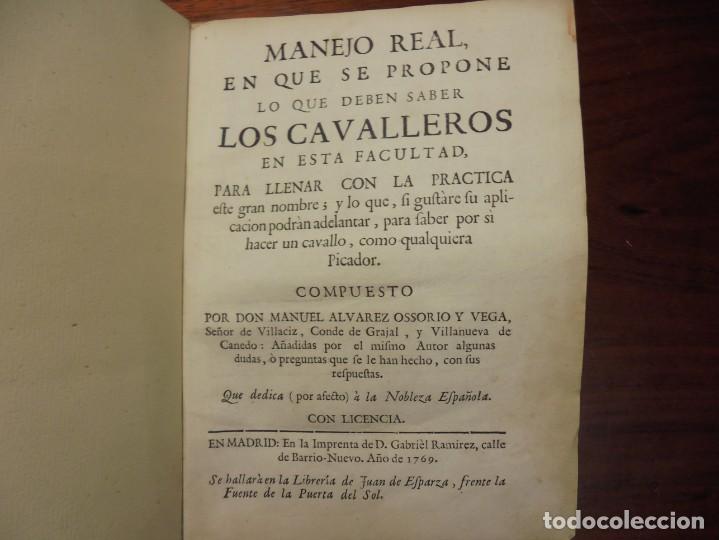 Libros antiguos: EQUITACI&Oacute;N.MANEJO REAL. ALVAREZ OSSORIO. 1769 - Foto 1