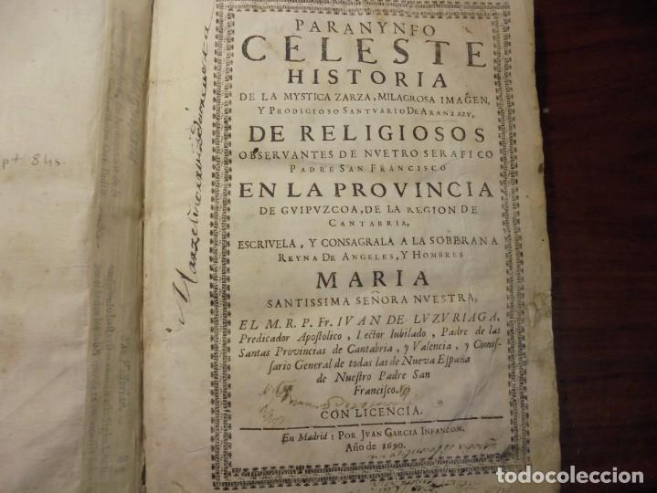 Libros antiguos: ARANZAZU. LUZURIAGA. 1690 - Foto 1