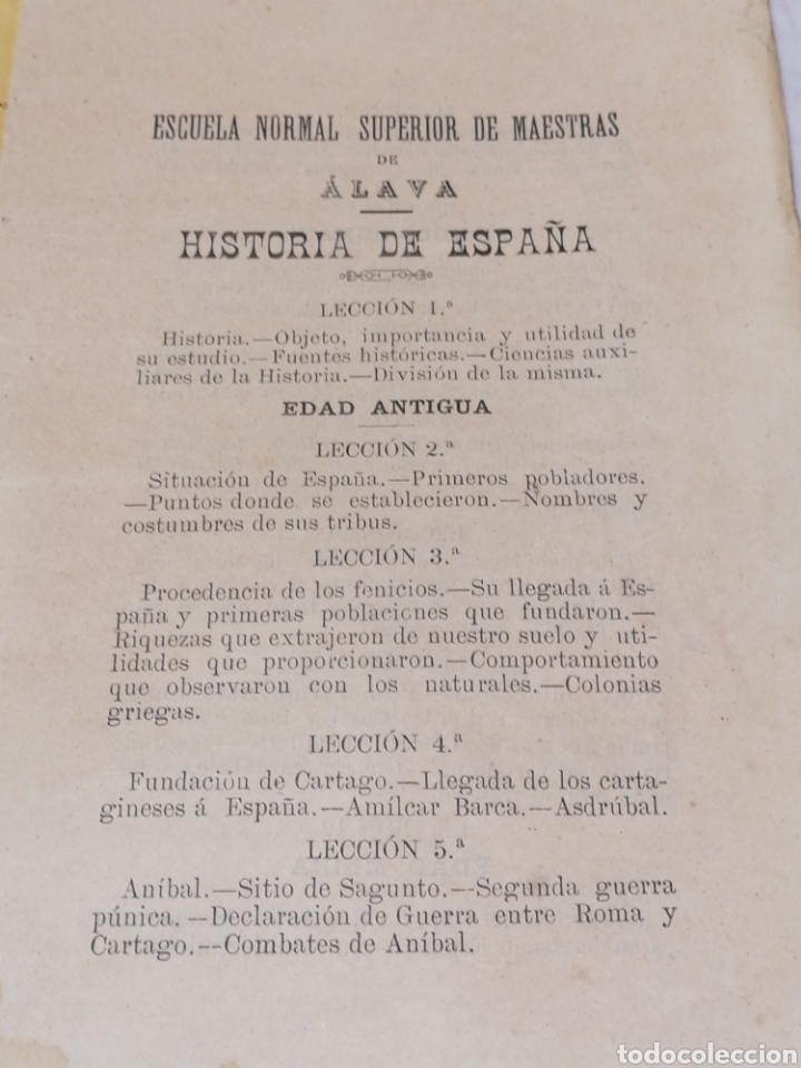 Libros antiguos: Programa historia de Espa&ntilde;a &Aacute;lava 1894 - Foto 3