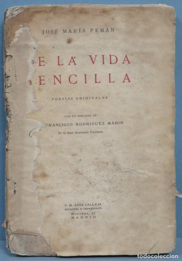 Libros antiguos: 1923.- DE LA VIDA SENCILLA. JOSE MARIA PEMAN - Foto 1