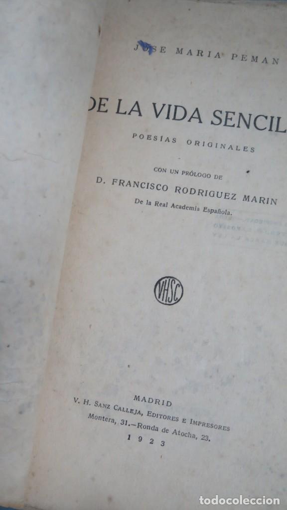 Libros antiguos: 1923.- DE LA VIDA SENCILLA. JOSE MARIA PEMAN - Foto 2