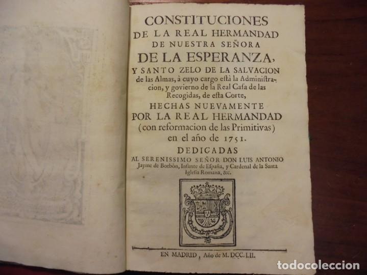 Libros antiguos: MADRID. HERMANDAD DE LA ESPERANZA. 1752 - Foto 3