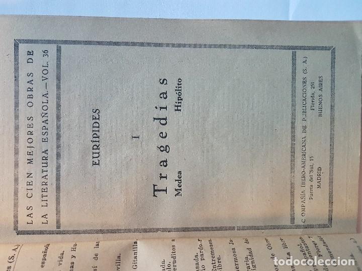 Libros antiguos: TRAGEDIAS: MEDEA, HIP&Oacute;LITO - EUR&Iacute;PIDES - Foto 3