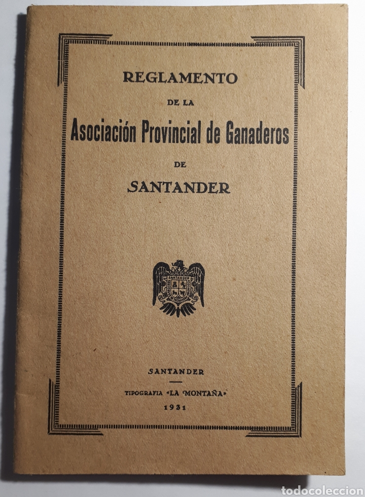Old books: REGLAMENTO de la ASOCIACION PROVINCIAL DE GANADEROS de SANTANDER. 1931