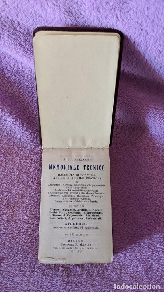 Libros antiguos: MEMORIALE TECNICO, ING. L. MAZZOCCHI 1937 - Foto 3