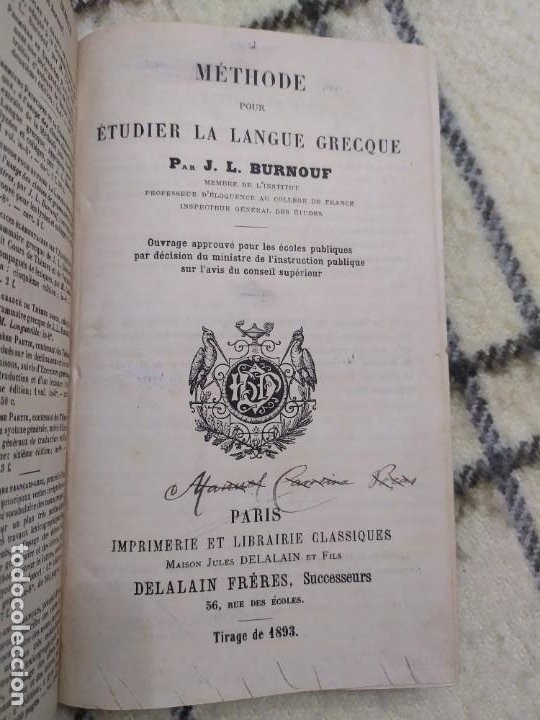Libros antiguos: 1893. Método para estudiar la lengua griega. Burnouf. - Foto 1 - 199389033