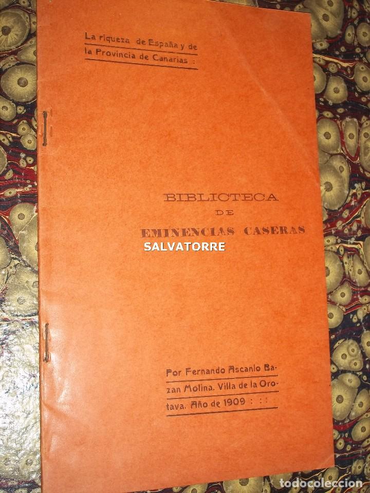 Libri antichi: FERNANDO ASCANIO BAZAN MOLINA.VILLA DE LA OROTAVA. 1909. TENERIFE.CANARIAS.BIBLIOTECA EMINENCIAS