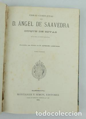 Libros antiguos: Obras Completas de D. Angel de Saavedra Duque de Rivas 2 TOMOS - Foto 1