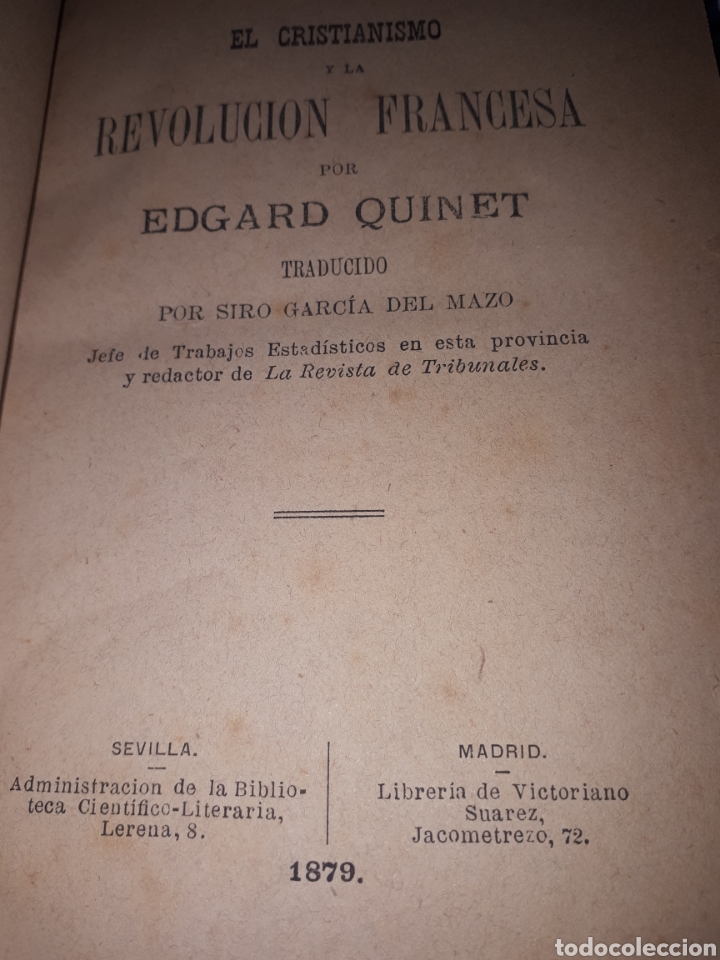 Libros antiguos: EL CRISTIANISMO Y LA REVOLUCI&Oacute;N FRANCESA - Foto 1