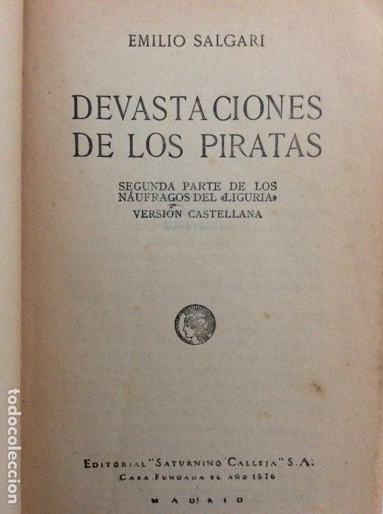 Libros antiguos: DEVASTACIONES DE LOS PIRATAS. EMILIO SALGARI. EDITORIAL SATURNINO CALLEJA. - Foto 3