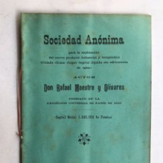 Libros antiguos: SOCIEDAD ANÓNIMA PARA LA EXPLOTACIÓN DE LA GOMA VIRGEN VEGETAL. LIBRITO. BARCELONA (A.1900)