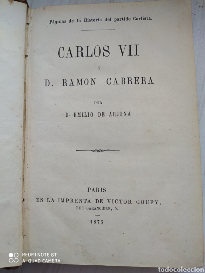 Libros antiguos: CARLOS VII Y D. RAMON CABRERA - ARJONA - Foto 3