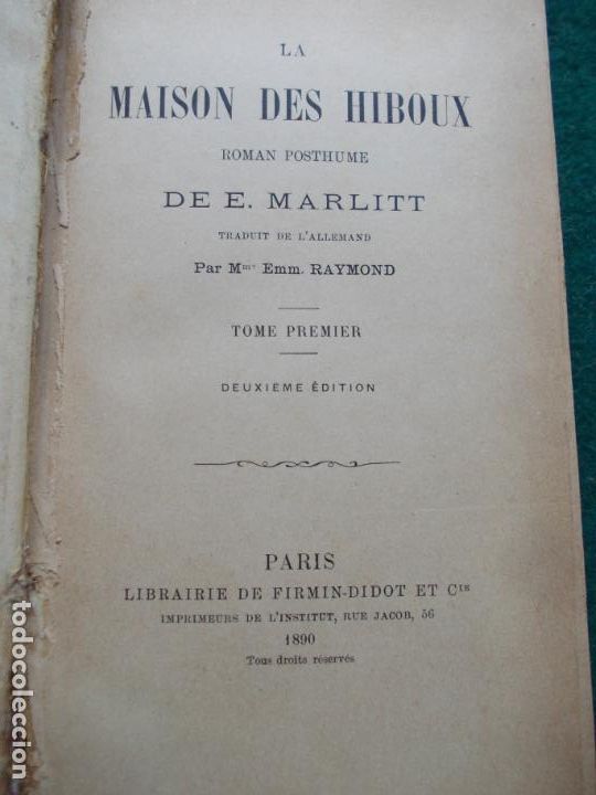 Libros antiguos: MAISON DES HIBOUX DE E. MARLITT 1890 - Foto 1