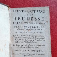 Libros antiguos: INSTRUCTION DE LA JEUNESSE EN LA PIETE CHRETIENNE. 1707. EN FRANCÉS. Lote 201655828