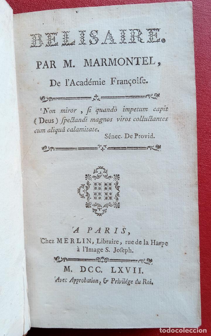 Libros antiguos: BELISAIRE PAR M MARMONTIEL DE LACADEMIE FRANÇOIFE. 1767. EN FRANCÉS - Foto 1 - 201658962