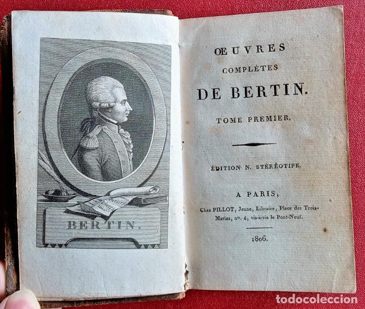 Libros antiguos: OEUVRES COMPLETES DE BERTIN 1806. LOS 2 TOMOS EN 1 LIBRO. EN FRANC&Eacute;S - Foto 1