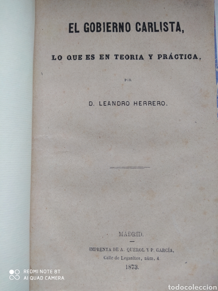 Libros antiguos: EL GOBIERNO CARLISTA - LEANDRO HERRERO - Foto 1