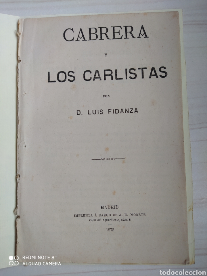 Libros antiguos: CABRERA Y LOS CARLISTAS - LUIS FIDANZA - Foto 1
