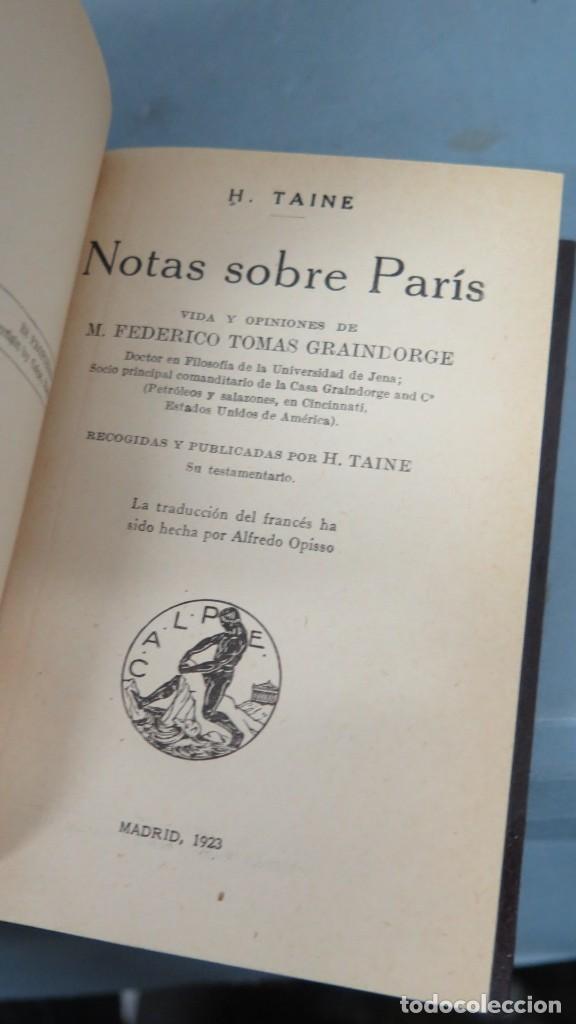 Libros antiguos: 1923.- NOTAS SOBRE PARIS. TAINE - Foto 2