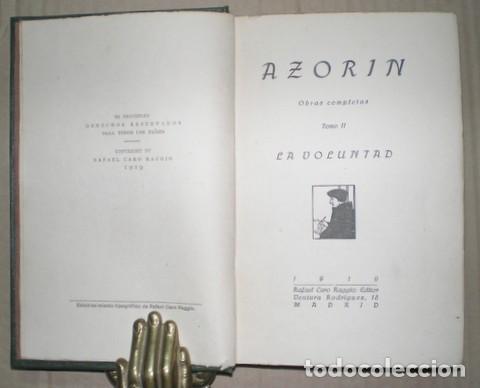 Libros antiguos: AZORIN: LA VOLUNTAD. Madrid, Caro Raggio 1919. - Foto 2